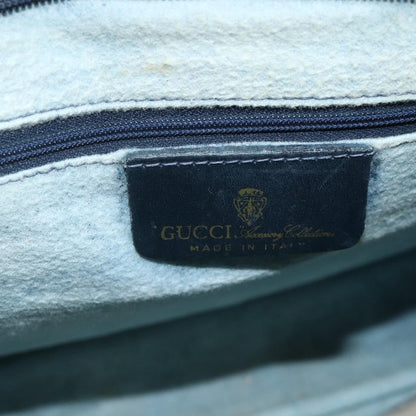Gucci GUCCI GG Supreme Sherry Line Hand Bag PVC Navy Gold 010 378 Authentic BAZ548