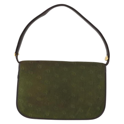 Dior Christian Dior Shoulder Bag Nylon Khaki Gold Authentic 151997