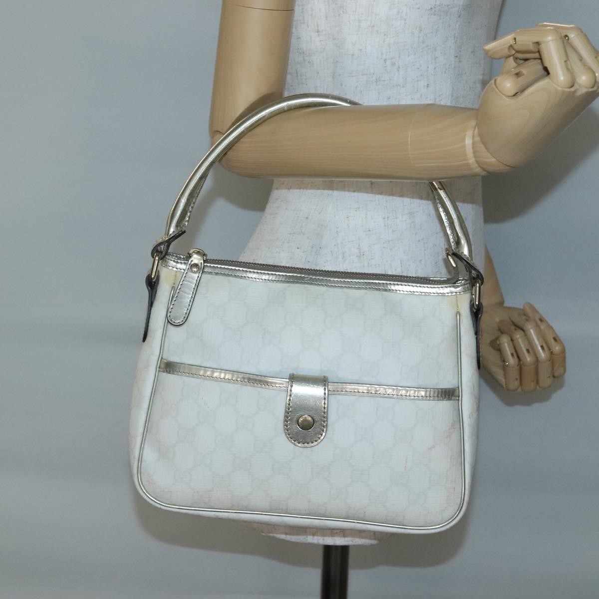 Gucci GUCCI GG Supreme Shoulder Bag PVC White Gold 190258 Authentic SW1471