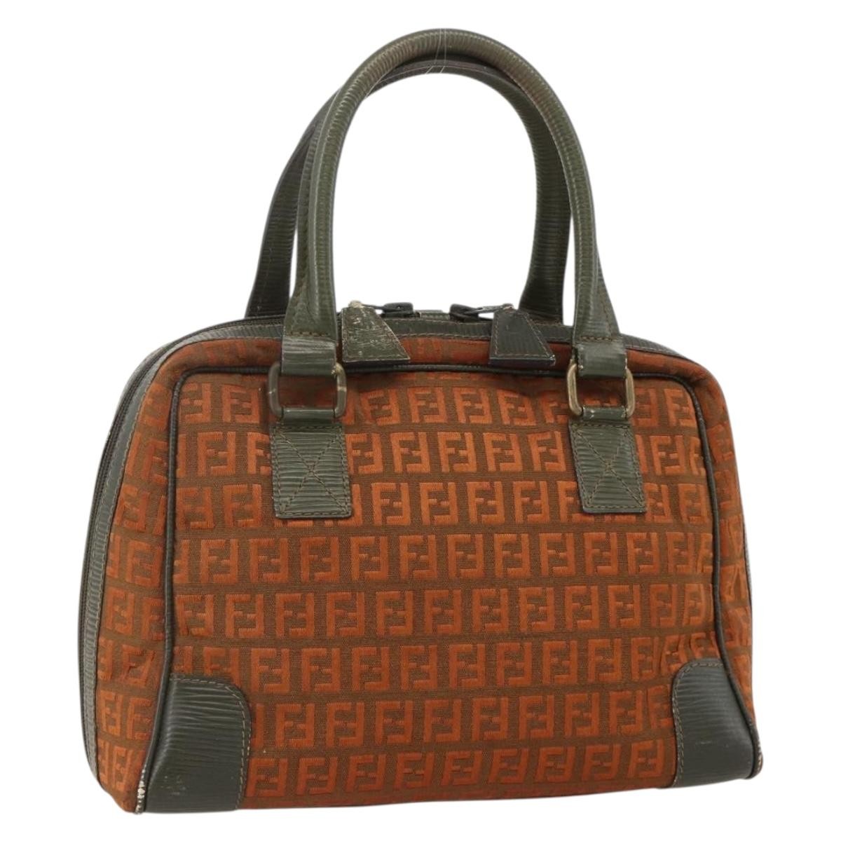 Fendi FENDI Zucchino Canvas Hand Bag Brown Authentic 175160