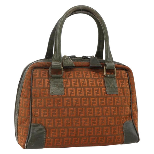 Fendi FENDI Zucchino Canvas Hand Bag Brown Authentic 175160