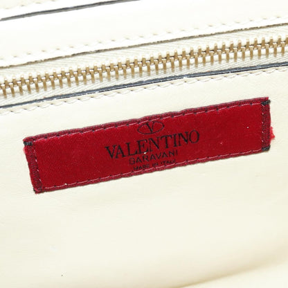 Valentino VALENTINO Studs Tote Bag Leather White Gold Authentic BA3903