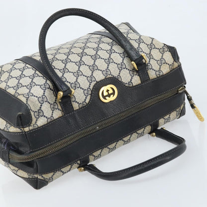 Gucci GUCCI GG Supreme Hand Bag PVC Navy Gold Authentic YKZ165