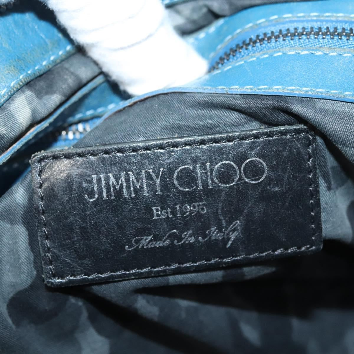 Jimmy Choo Jimmy Choo Studs Clutch Bag Leather Blue Silver Authentic BA2456