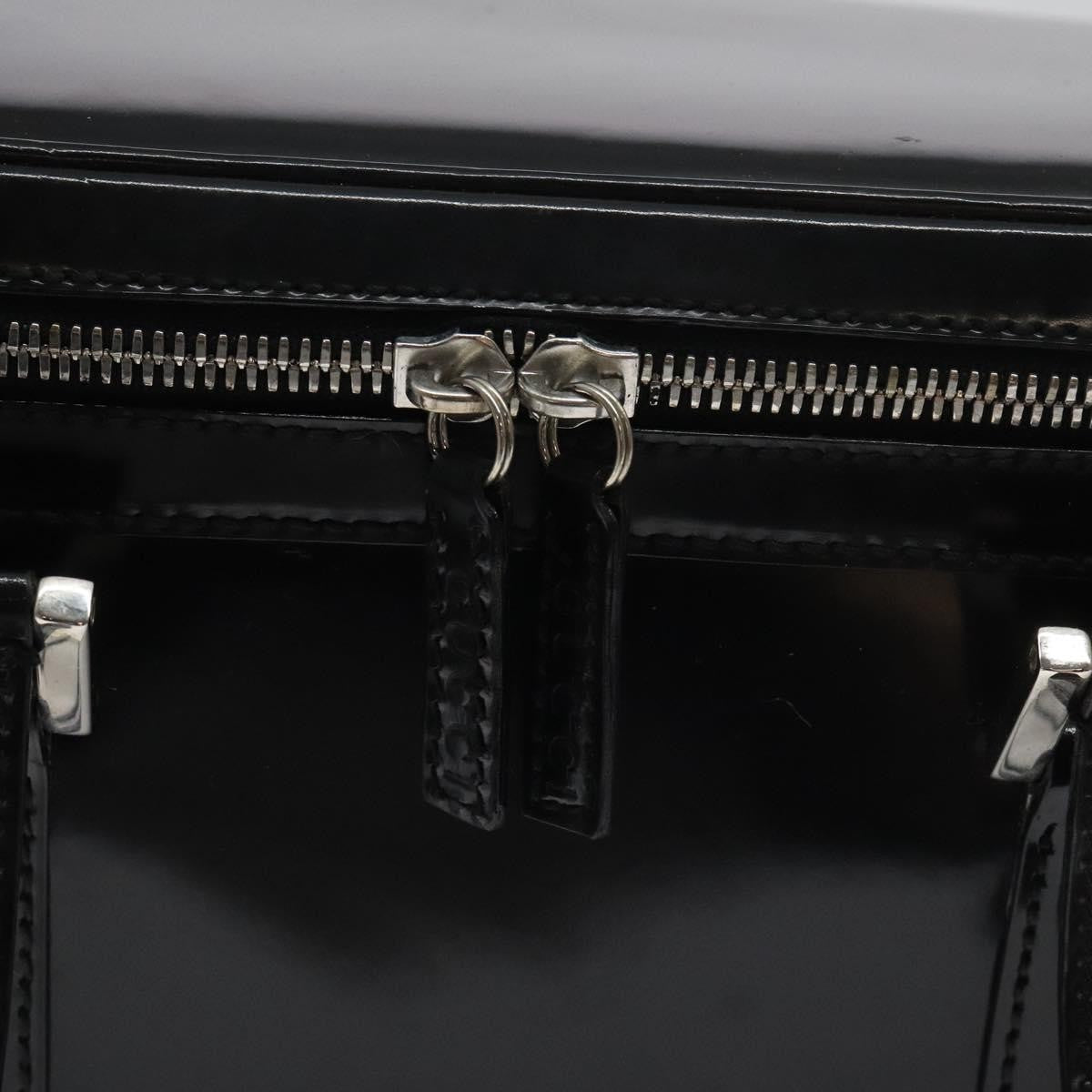 Gucci GUCCI Hand Bag Enamel Black Silver Authentic am8761