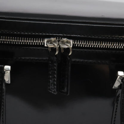 Gucci GUCCI Hand Bag Enamel Black Silver Authentic am8761