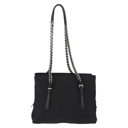 Prada PRADA Chain Shoulder Bag Nylon Black Silver Authentic 153059