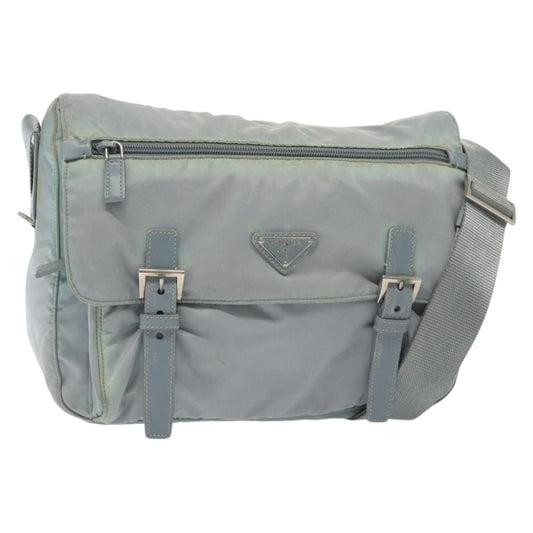Prada PRADA Shoulder Bag Nylon Light Blue Silver Authentic ki5926