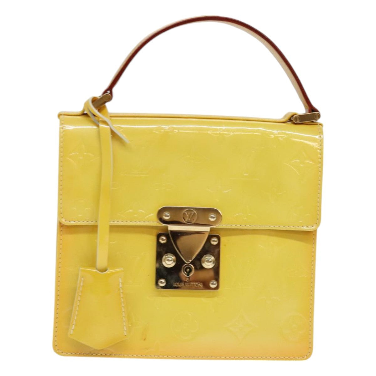 Louis Vuitton LOUIS VUITTON Monogram Vernis Spring Street Bag Lime Yellow M91068 Authentic 86715