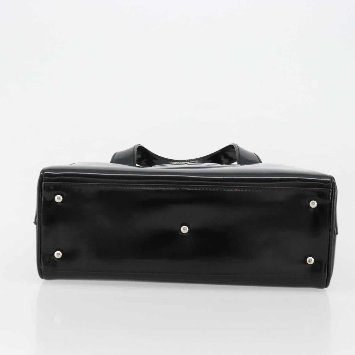 Gucci GUCCI Soho Hand Bag Patent Leather Black Silver 000 1274 0505 Authentic ep14495