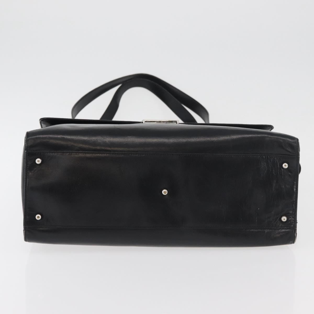 Gucci GUCCI Tote Bag Leather Black Silver Authentic 175365