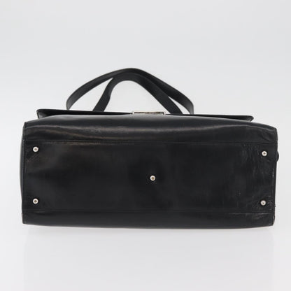 Gucci GUCCI Tote Bag Leather Black Silver Authentic 175365
