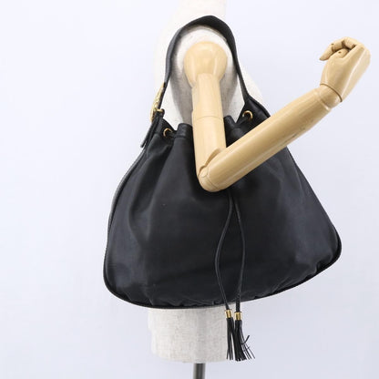 Gucci GUCCI Interlocking Shoulder Bag Leather Black Gold 223951 Authentic 152851