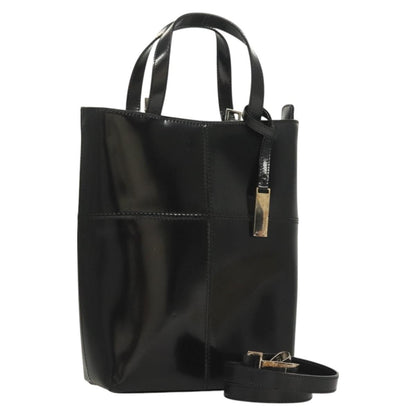 Gucci GUCCI Hand Bag Enamel 2way Black Gold 000 2113 0553 Authentic ti3137
