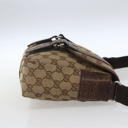 Gucci GUCCI GG Canvas Web Sherry Line Shoulder Bag Red Silver beige 145858 Authentic 166768