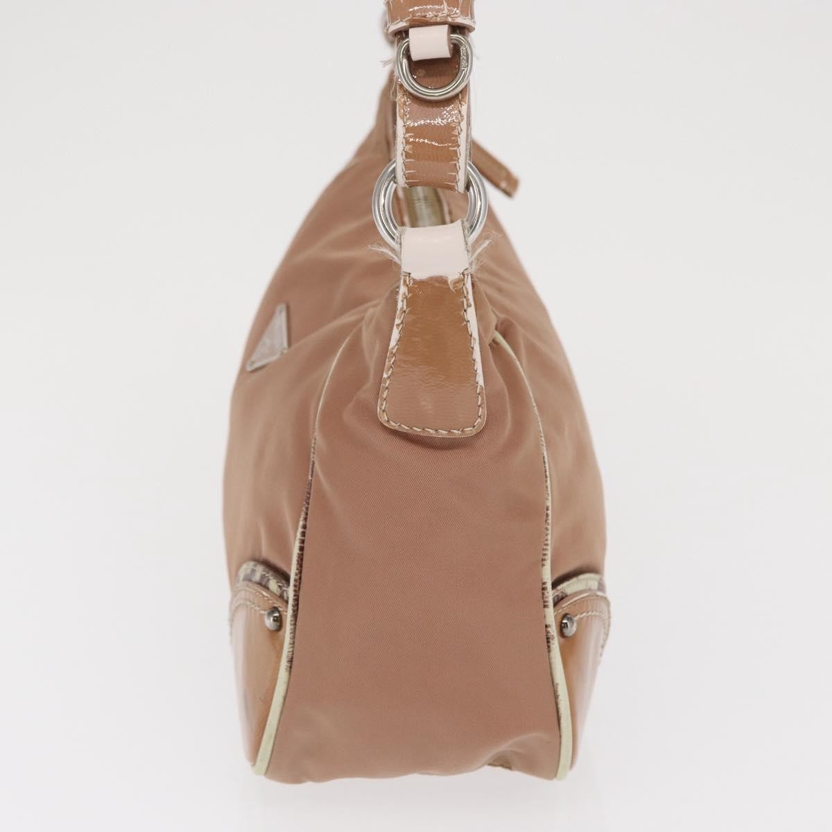 Prada PRADA Shoulder Bag Nylon Beige Silver Authentic 169041