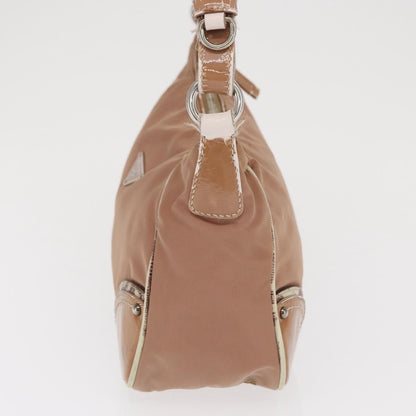 Prada PRADA Shoulder Bag Nylon Beige Silver Authentic 169041
