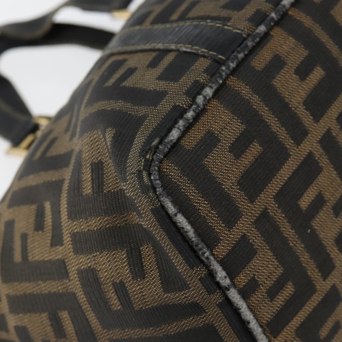 Fendi FENDI Zucca Canvas Hand Bag Brown Black gold Authentic 146809
