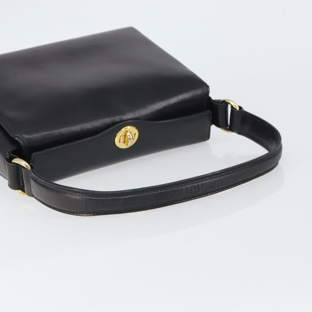 Gucci GUCCI Shoulder Bag Leather Black Gold Authentic mr1988
