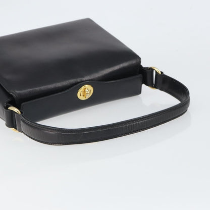 Gucci GUCCI Shoulder Bag Leather Black Gold Authentic mr1988