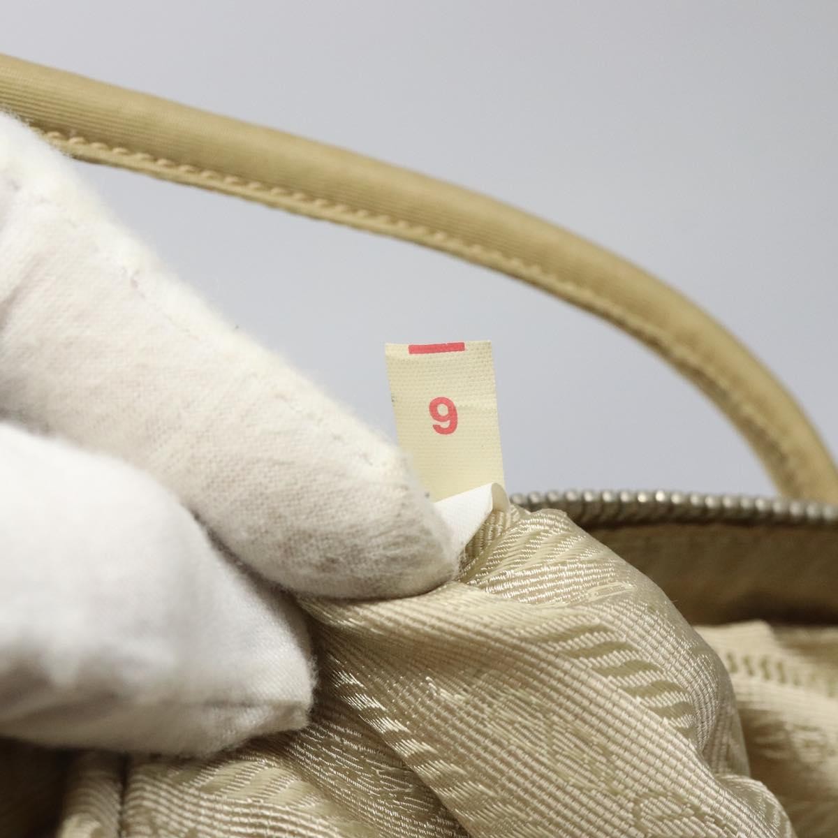 Prada PRADA Hand Bag Nylon Beige Silver Authentic EC680