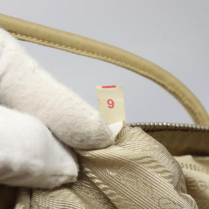 Prada PRADA Hand Bag Nylon Beige Silver Authentic EC680