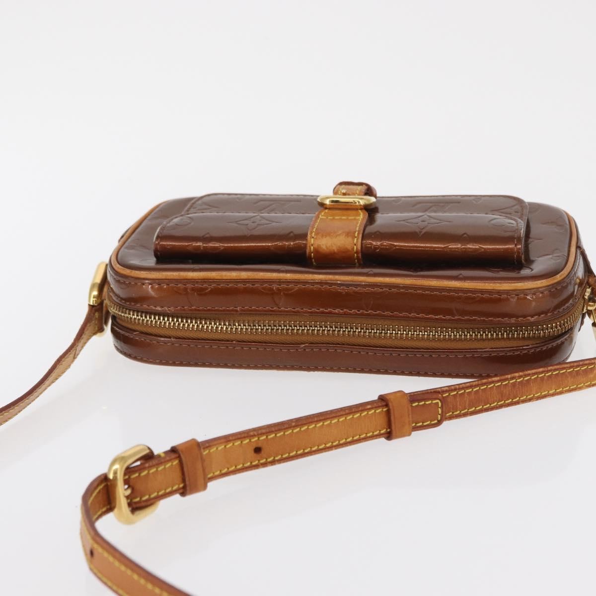 Louis Vuitton LOUIS VUITTON Monogram Vernis Christy MM Shoulder Bag Bronze M91109 Authentic 162684