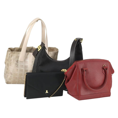 Chanel CHANEL Fendi BALLY LANVIN Bag Leather 4 Set Red Gold black CC Authentic 149827