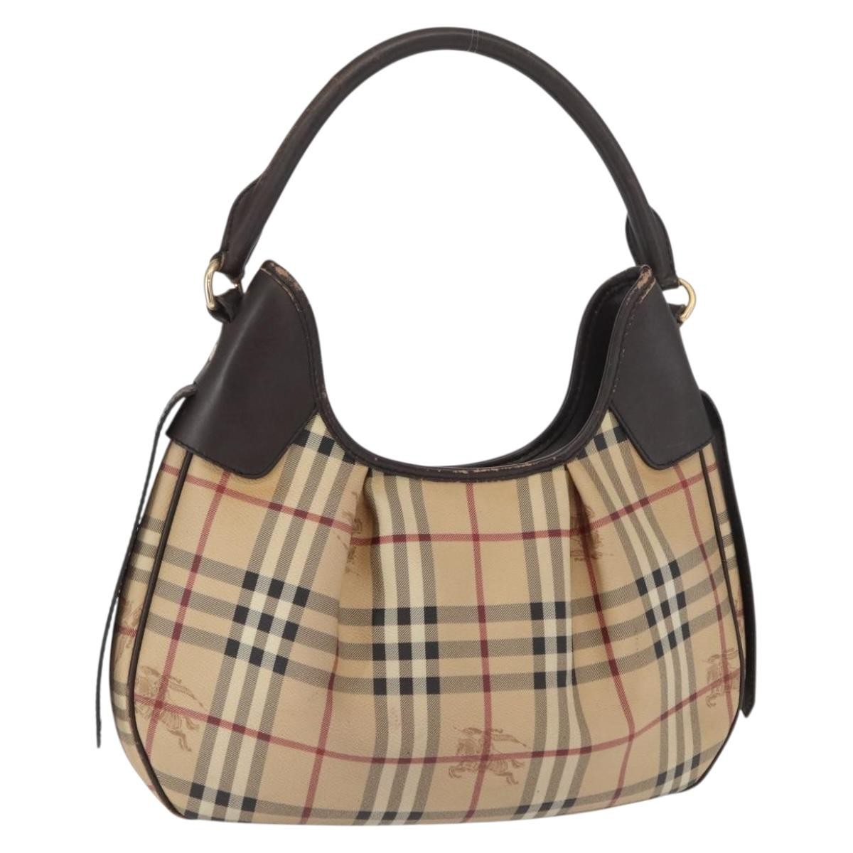 Burberry BURBERRY Nova Check Shoulder Bag PVC Beige Gold Authentic 165209