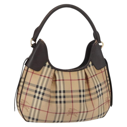Burberry BURBERRY Nova Check Shoulder Bag PVC Beige Gold Authentic 165209