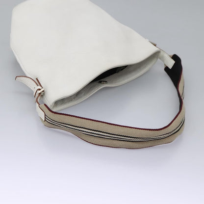 Burberry BURBERRY Shoulder Bag Leather White Silver Authentic BA2015