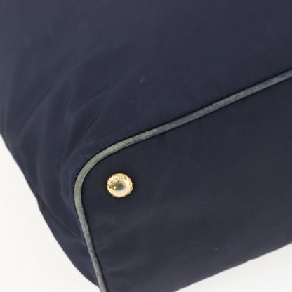 Prada PRADA Tote Bag Nylon Navy Gold Authentic 166304