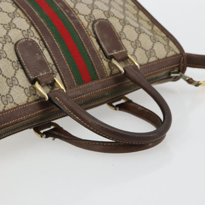 Gucci GUCCI GG Supreme Web Sherry Line Hand Bag PVC 2way Beige Gold Authentic ti3926