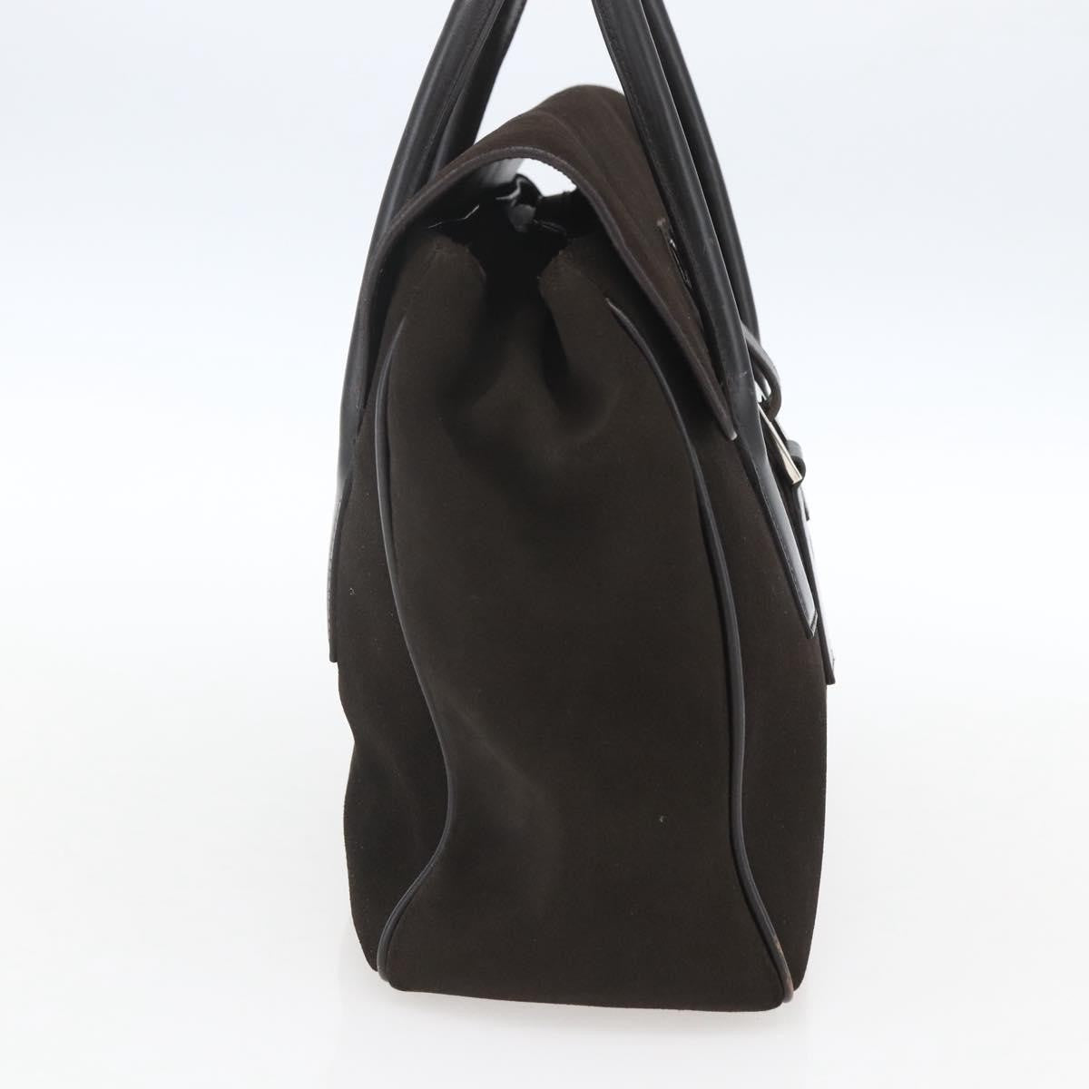 Gucci GUCCI Hand Bag Suede Brown Silver 000 0844 Authentic 166700