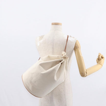 Hermès Hermès HERMES Porochon Mimir GM Shoulder Bag Canvas White Gold Authentic ka758