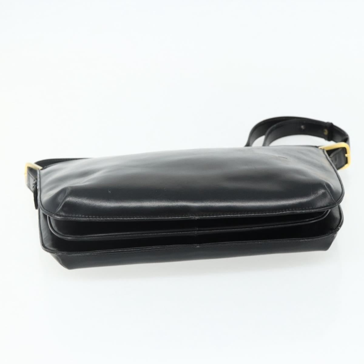 Loewe LOEWE Anagram Shoulder Bag Leather Black Gold Authentic 177548