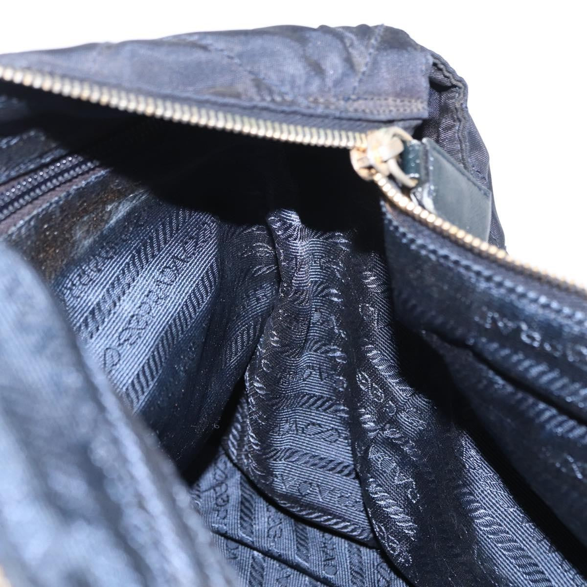 Prada PRADA Chain Shoulder Bag Nylon Navy Gold Authentic ka893