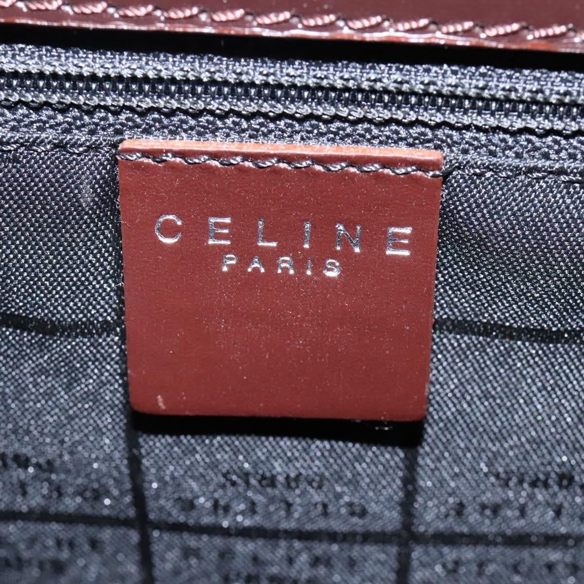 Celine CELINE Hand Bag Leather 2way Dark Brown Gold Authentic 124296