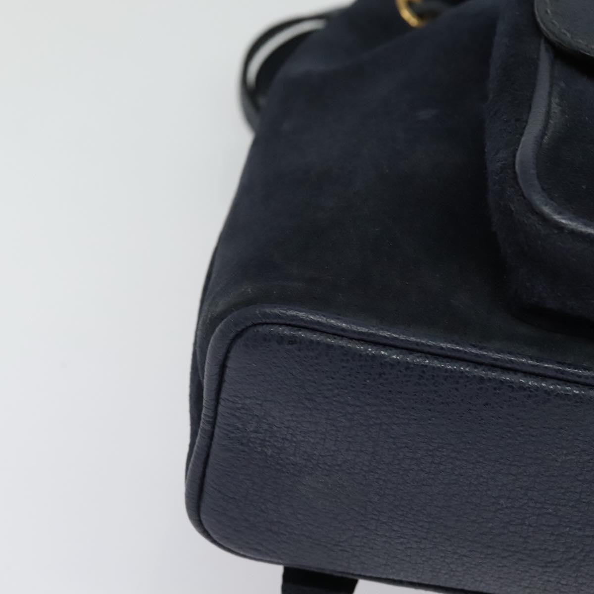 Gucci GUCCI Bamboo Backpack Suede Navy Gold 003 2034 0030 Authentic ep10733 Bag