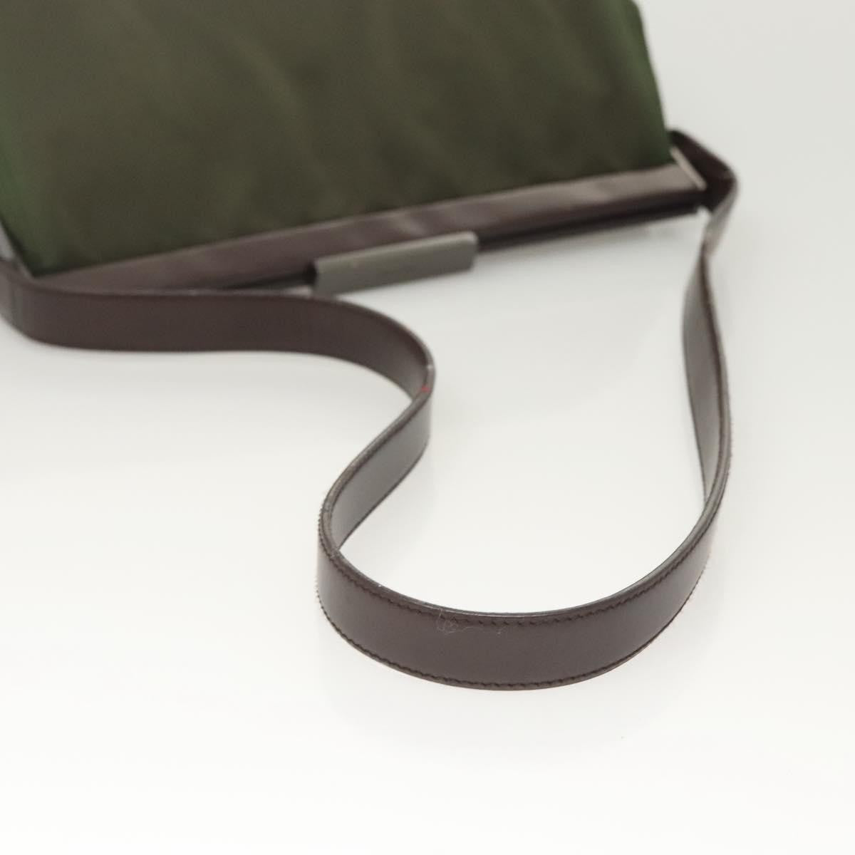 Prada PRADA Shoulder Bag Nylon Khaki Silver Authentic 123373