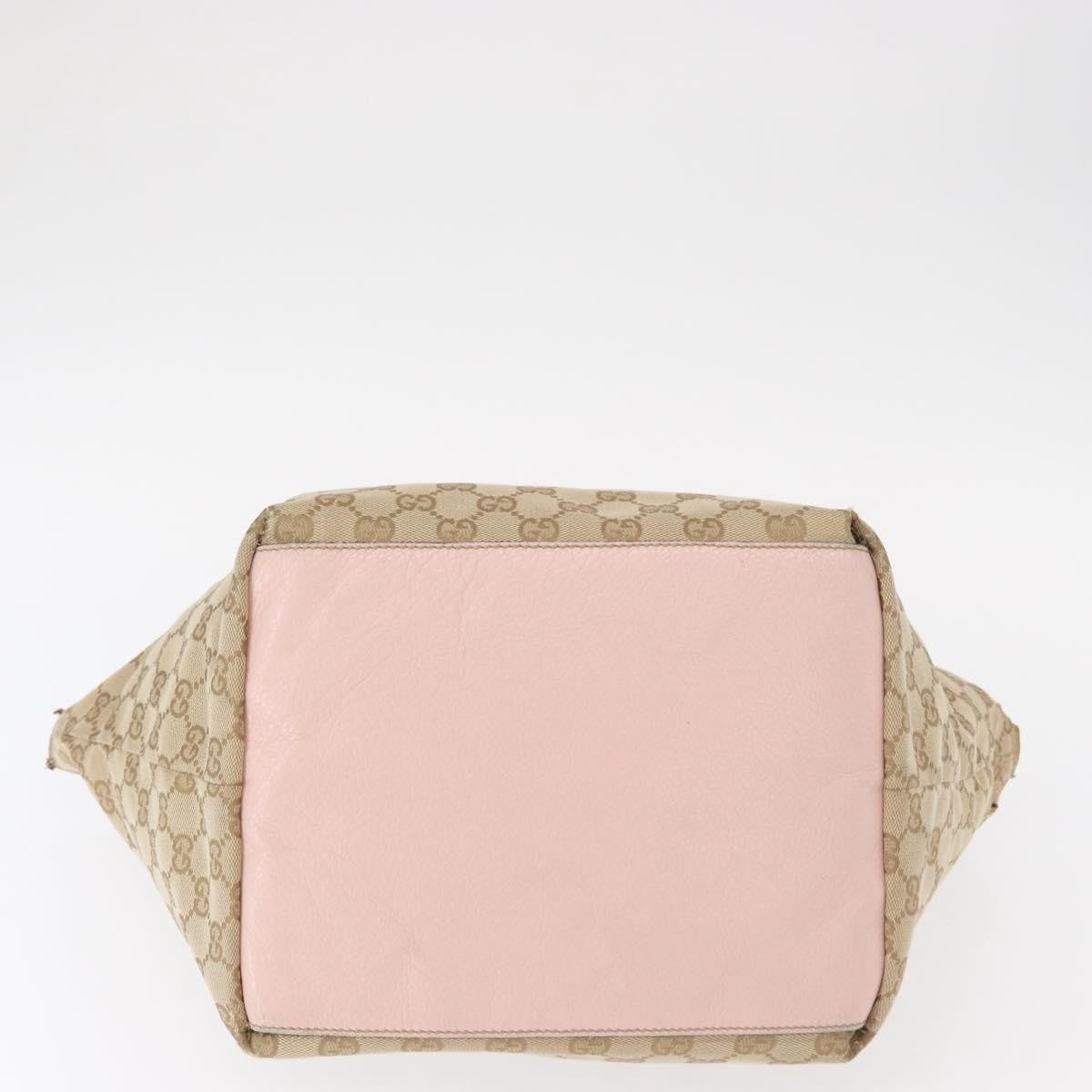 Gucci GUCCI GG Canvas Sherry Line Tote Bag Beige Pink 131230 Authentic 152017