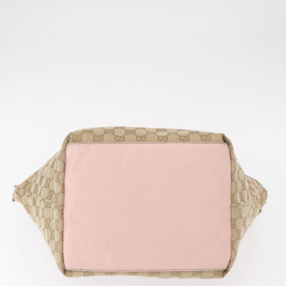 Gucci GUCCI GG Canvas Sherry Line Tote Bag Beige Pink 131230 Authentic 152017