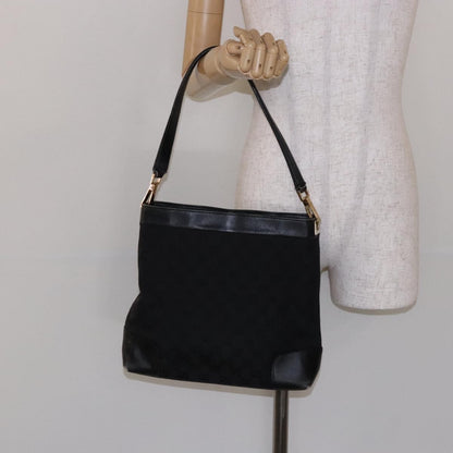 Gucci GUCCI GG Canvas Shoulder Bag Black Gold 33900 Authentic 139189A