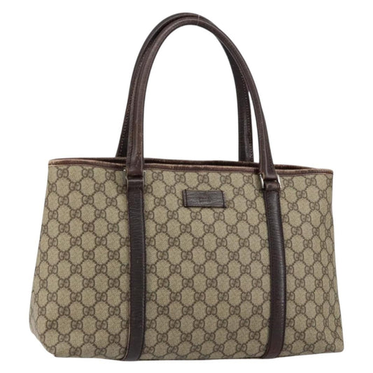 Gucci GUCCI GG Supreme Tote Bag PVC Beige Silver 114595 Authentic ep12164