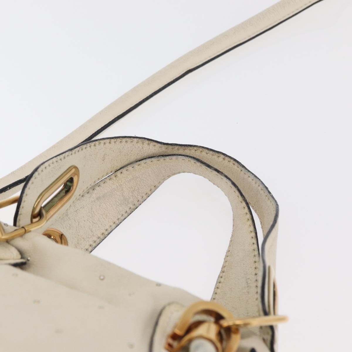 Chloé Chloé Chloe Paraty Hand Bag Leather 2way White Gold Authentic 177045
