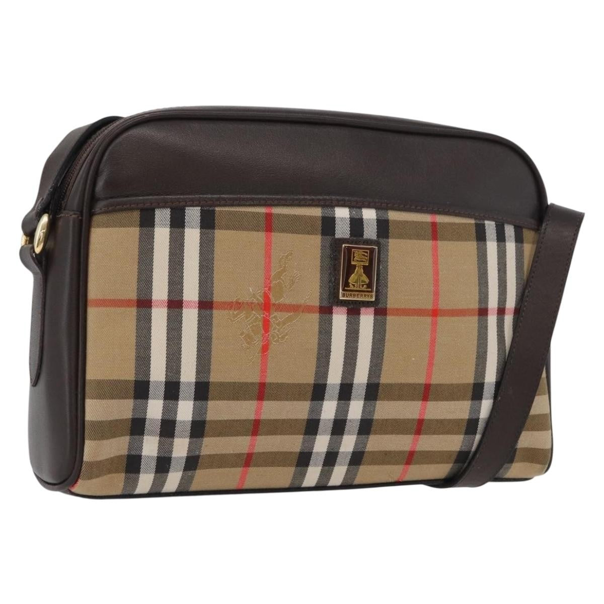 Burberrys Burberrys Nova Check Shoulder Bag Canvas Beige Gold Authentic 172933