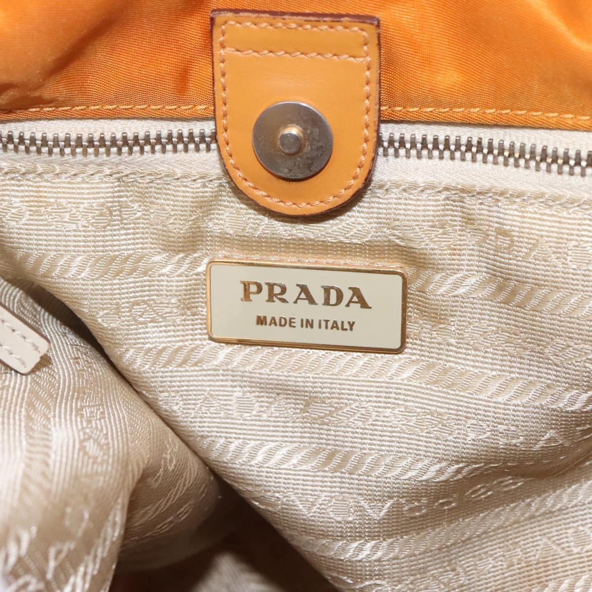 Prada PRADA Shoulder Bag Nylon Orange Gold Authentic EC663