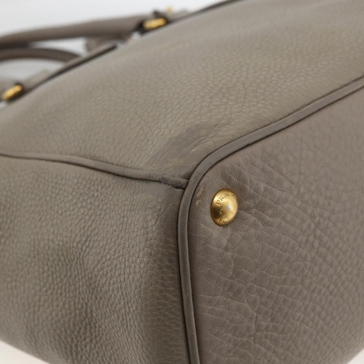 Prada PRADA Hand Bag Leather 2way Gray Gold Authentic bs33651