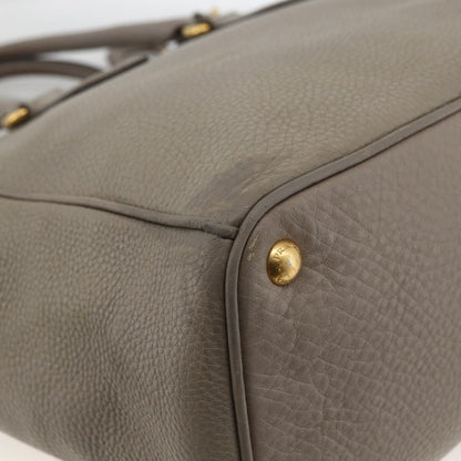 Prada PRADA Hand Bag Leather 2way Gray Gold Authentic bs33651