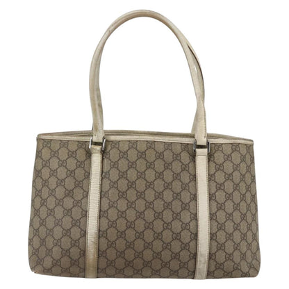 Gucci GUCCI GG Supreme Tote Bag PVC Beige Silver 114595 Authentic BA10796
